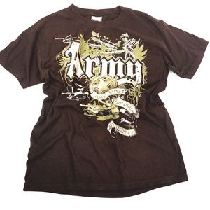 Army Praphic T-Shirt Sze L Brown Graphic Camo Any